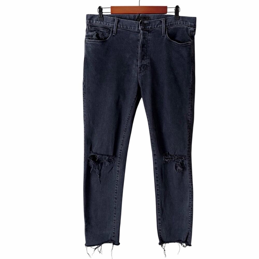 Mother | Men’s Neat Ankle Step Fray Jeans Soul Taker Destroyed Black Size 34